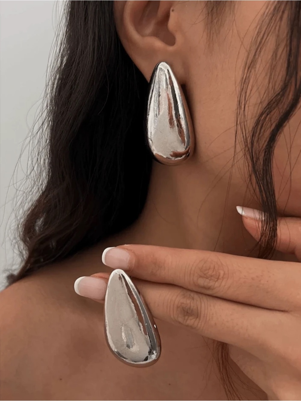 Bold Teardrop Silver Earrings
